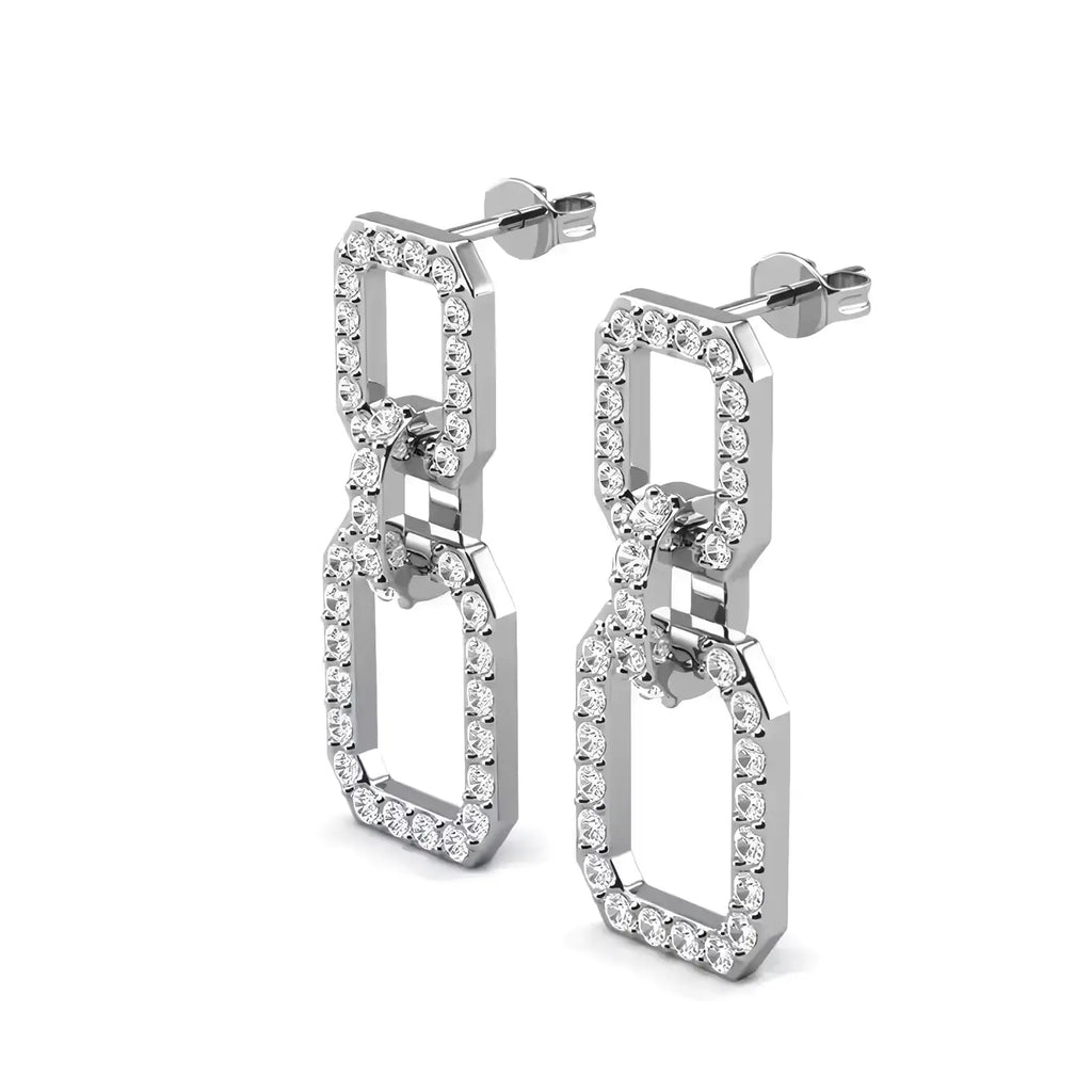 Висящи обеци в правоъгълна форма и австрийски кристали