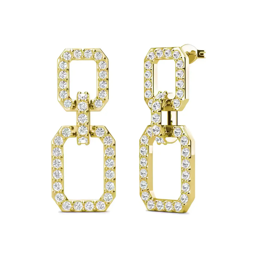 Висящи обеци в правоъгълна форма и австрийски кристали