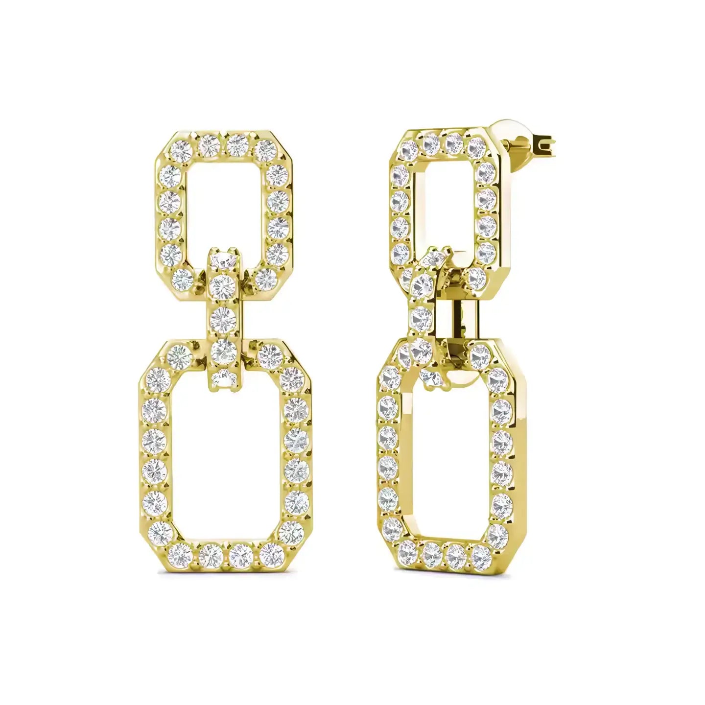 Висящи обеци в правоъгълна форма и австрийски кристали