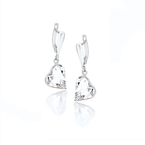 Wild Heart  Висящи сребърни обеци с розови кристали